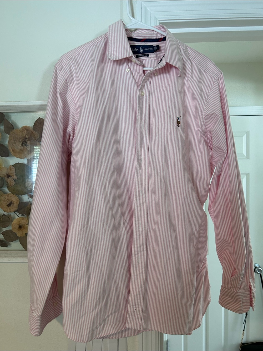 Ralph Lauren Pink White Striped Dress Shirt